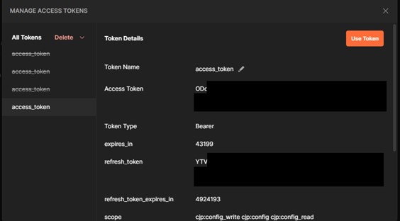 Token details in Postman