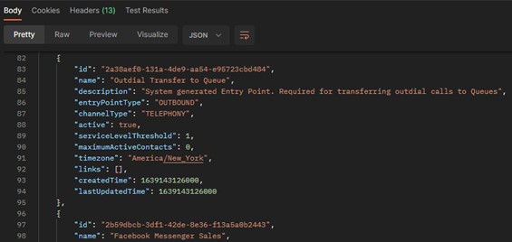 Testing API access for Webex Contact Center