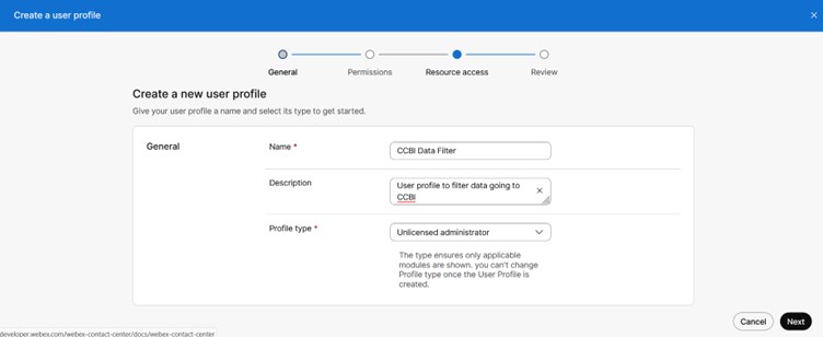 User Profile general settings