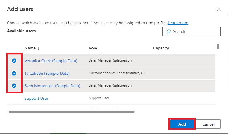 Profile Add desired Users