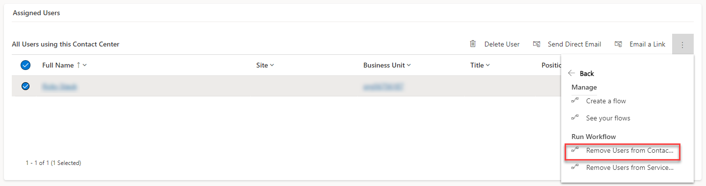 Remove Users, selecting flow