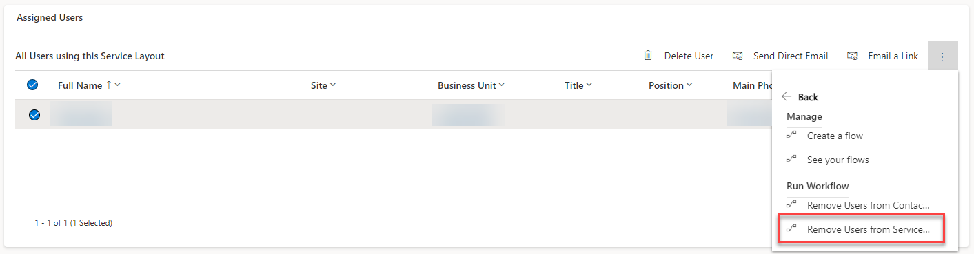 Remove Users, selecting flow