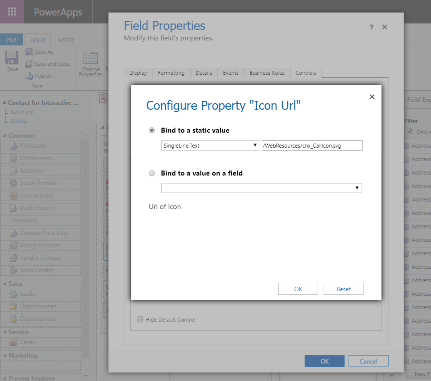 Call icon configuration