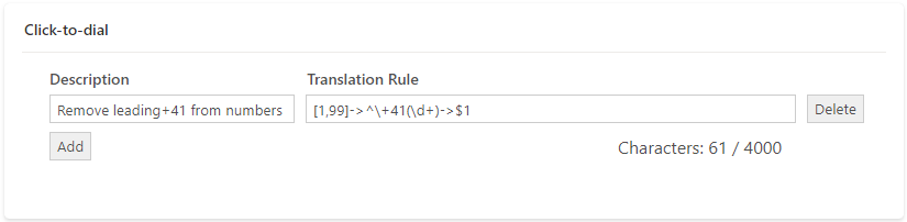 Click-to-dial configuration example