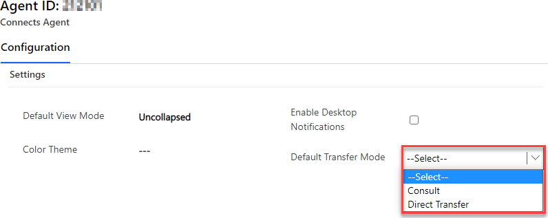 Select default transfer mode