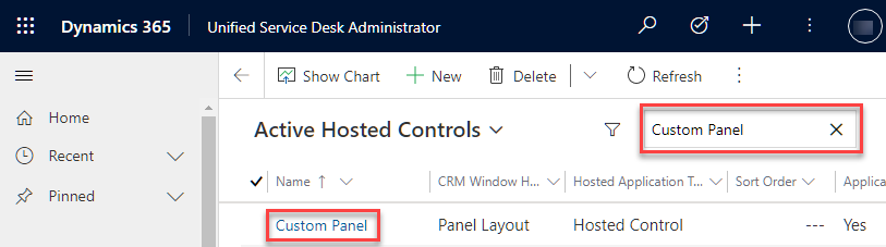 Custom Panel Hosted Control