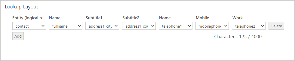 Example contact layout configuration