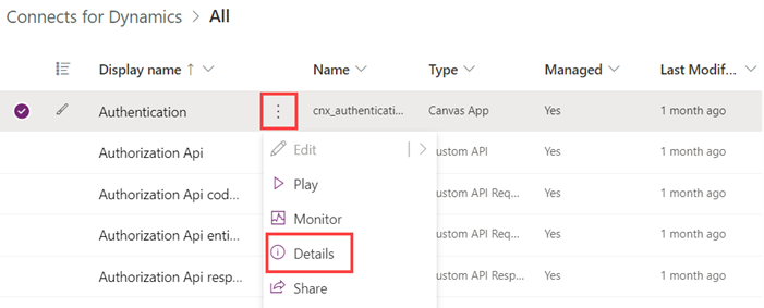 Open details of authentication app