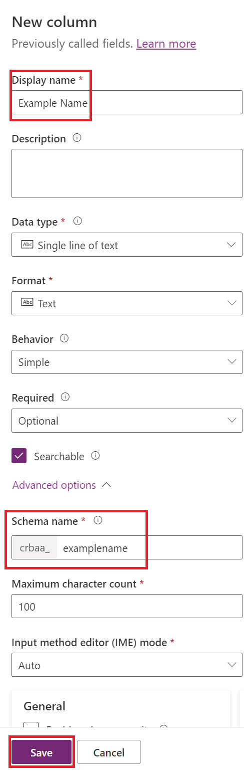 Configure Column