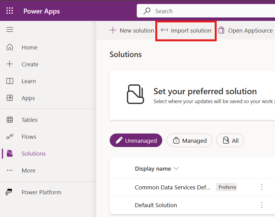 Solution Import