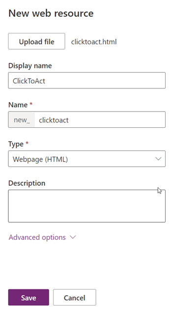 Create web resource