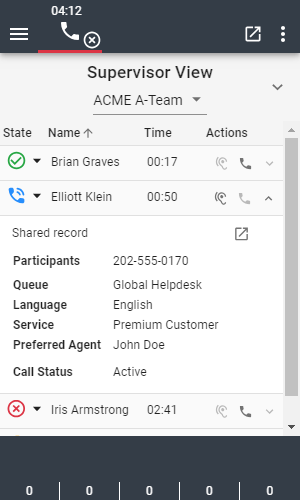 Supervisor View Display Call Details