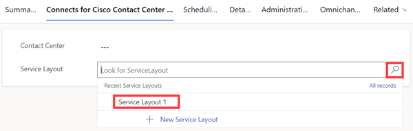 User Service Layout Configuration