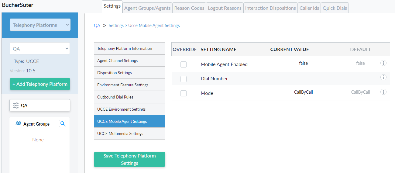 Global Mobile Agent Setting
