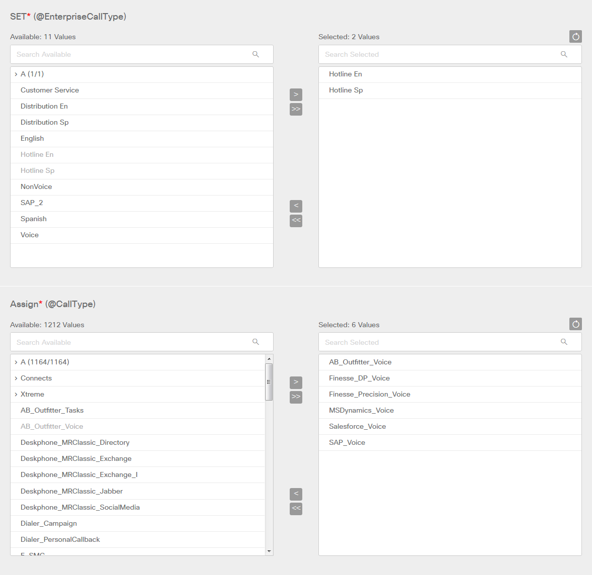 Enterprise CallType filter