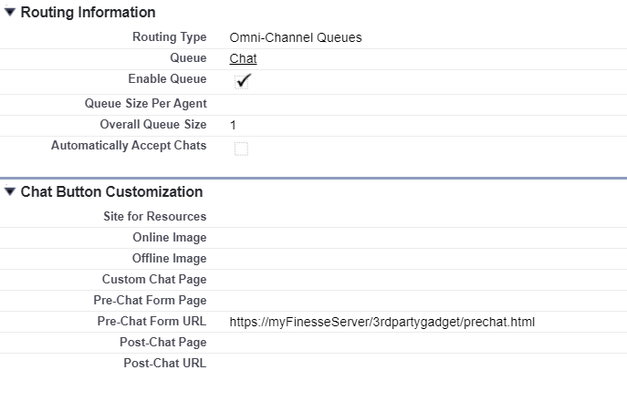 Chat Button Routing information