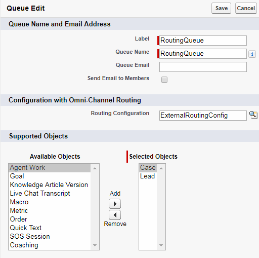 Queue configuration