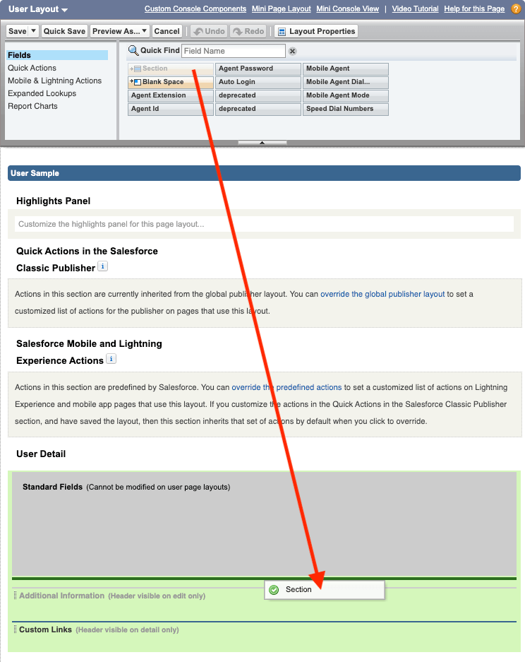 Adding Section to User Layout