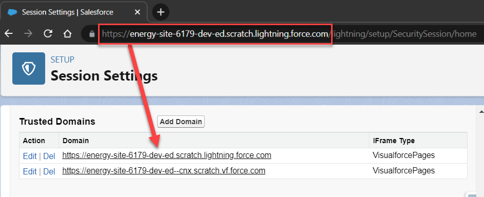 b+s Clickjack Protection: retrieve Salesforce Org URL