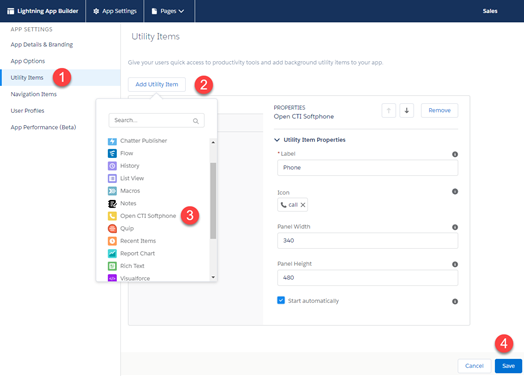 Configure Lightning Utility Bar