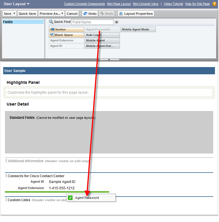 Drag and Drop Fields in User Layout