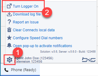 Link to Open/Close the Client Log Popup
