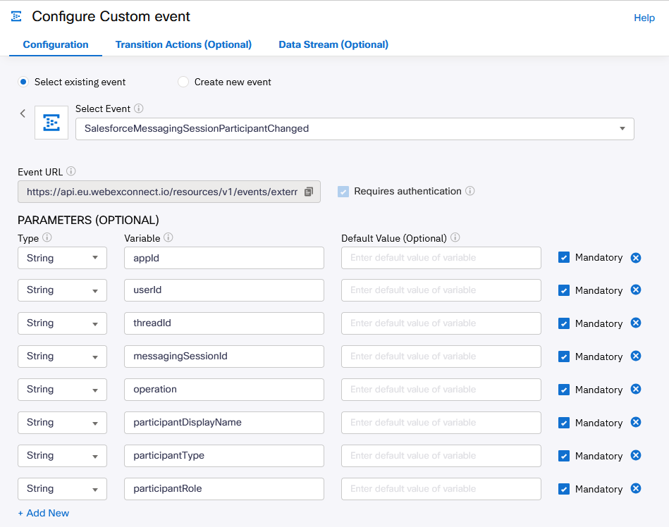 Entrypoint custom event: Participant changed