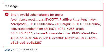 Invalid schema for topic