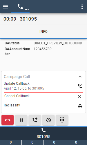 Cancel the callback