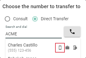Transfer Call search