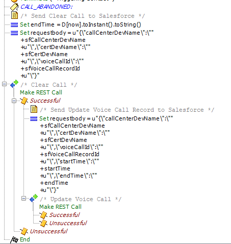 Script steps for abandoned calls
