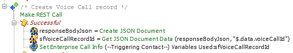 Script steps to create voice call record
