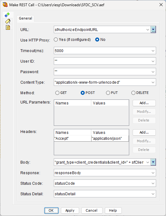 REST node to get access token
