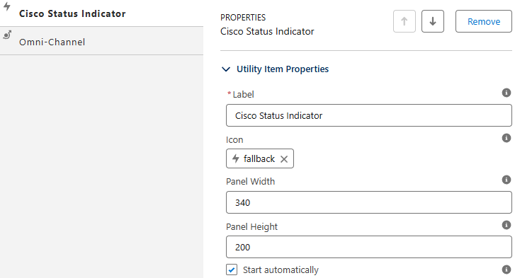 Utility item settings Utility item settings