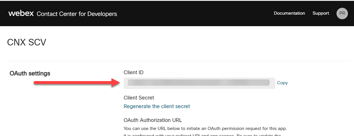 Client ID Webex Contact Center