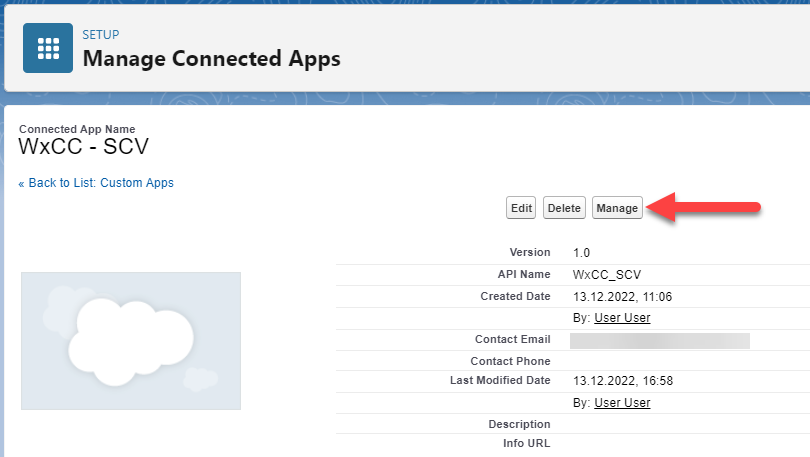 Manage Connected App