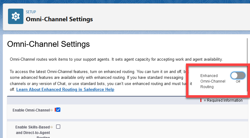 Disable Enhanced Omni-Channel Routing