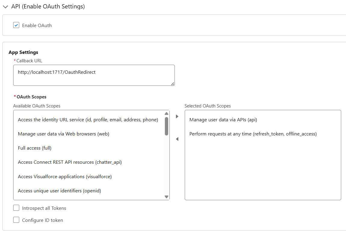 External Client App - API Enable OAuth Settings External Client App - API Enable OAuth Settings