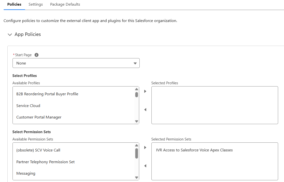 External Client App - App Polices