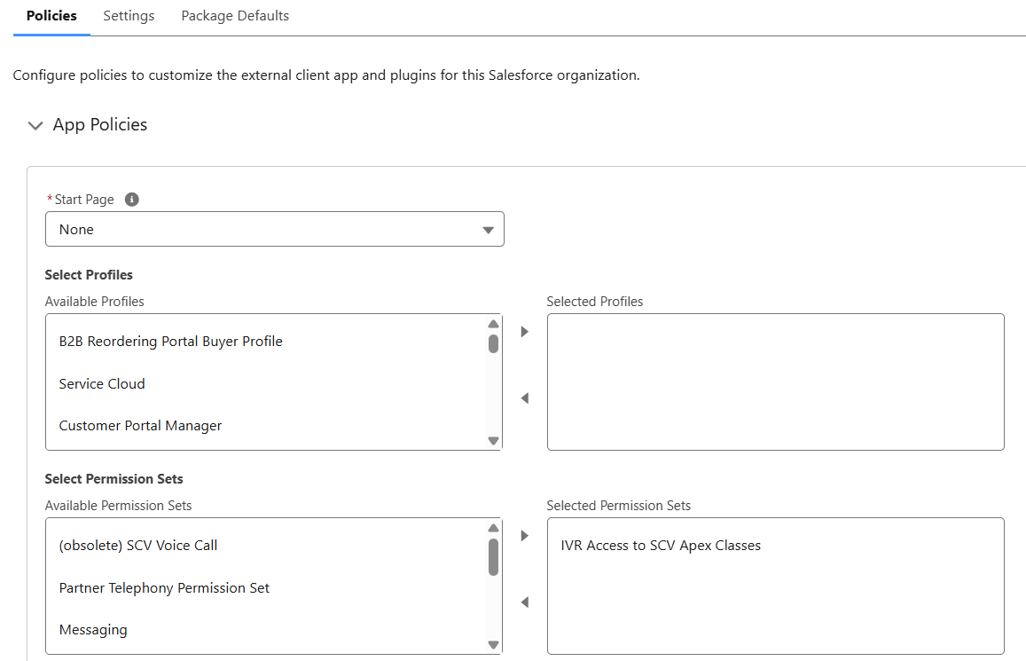 External Client App - App Policies External Client App - App Polices