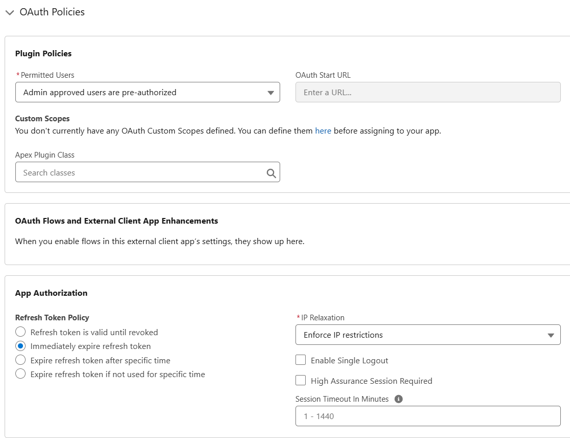 External Client App - OAuth Policies External Client App - OAuth Policies
