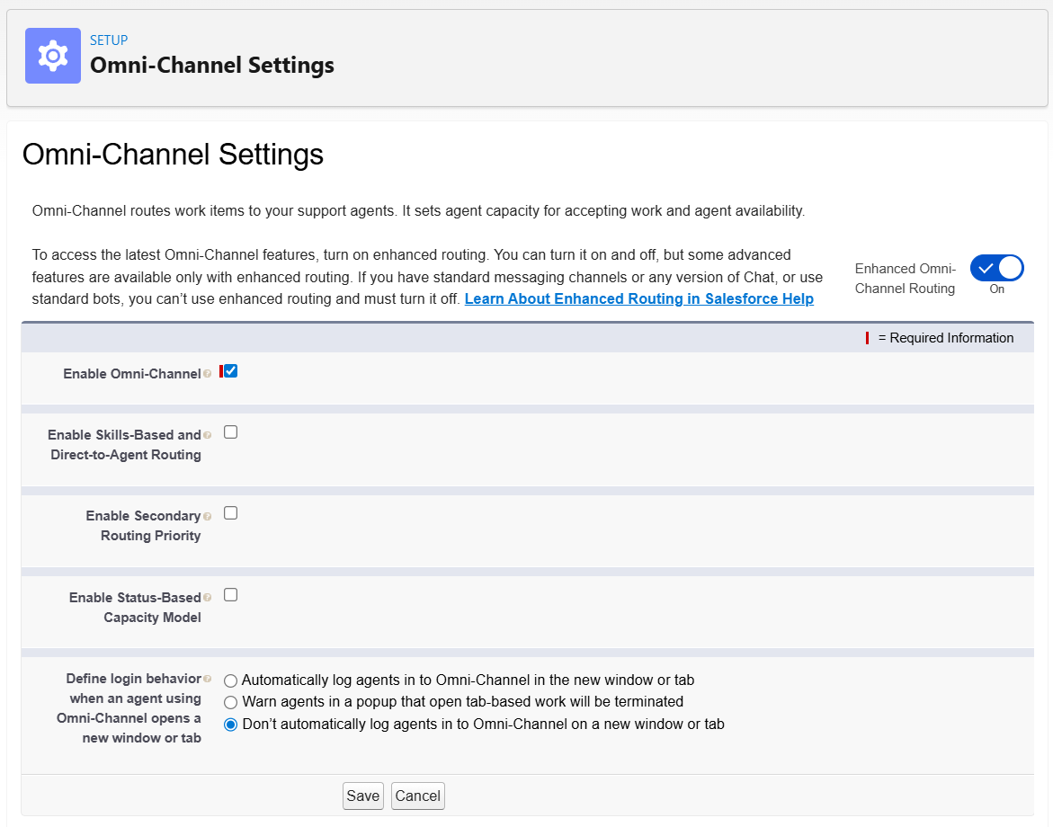 Omni-Channel Settings