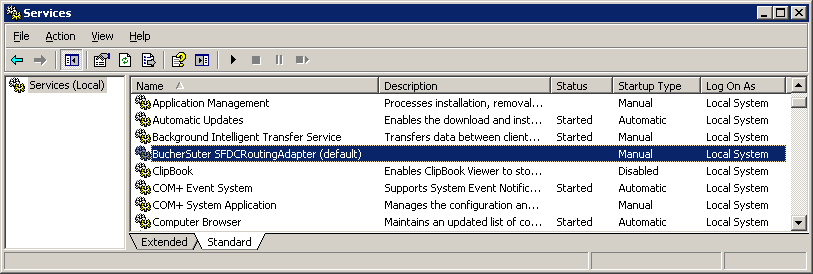 Routing Adapter service installation result