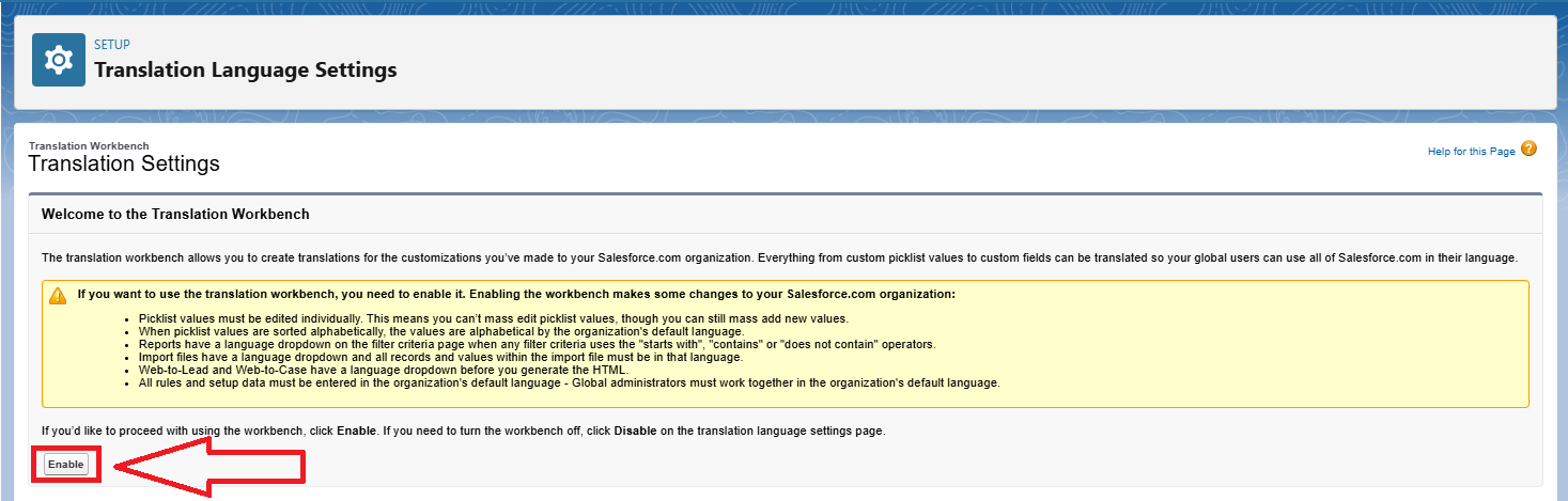 Enable Translation