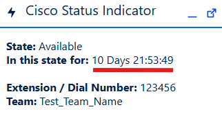 Cisco Status Indicator in utility bar with long time spent in same State Cisco Status Indicator in utility bar with long time spent in same State