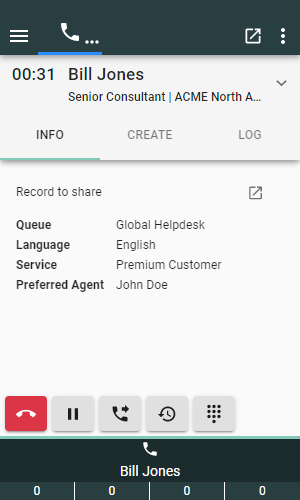 Info Call data