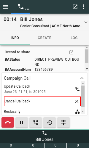 Cancel the callback