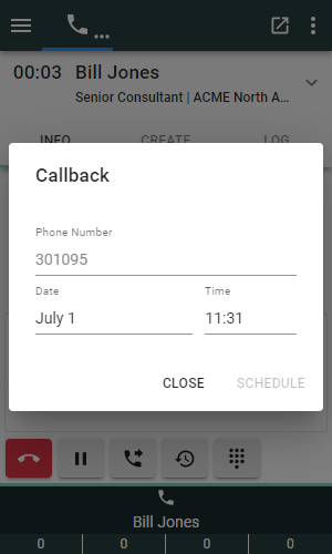 Schedule the callback
