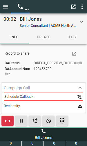 Button to schedule callback