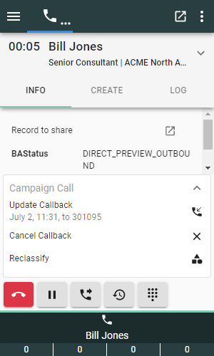 Buttons after scheduling callback